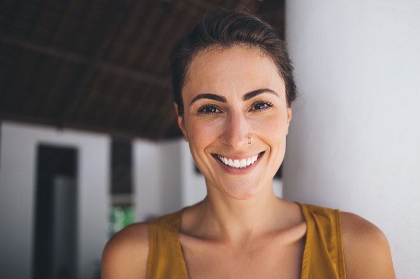 Woman with a bright, white smile
